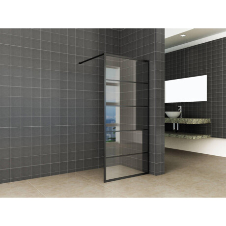 Wiesbaden Horizon inloopdouche met raster 900 x 2000 x 8 mm nano helder glas/mat zwart 20.3521