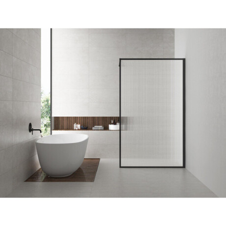 Wiesbaden Square inloopdouche 1000 x 2000 x 8 mm nano geribbeld helder glas/mat zwart 20.3321