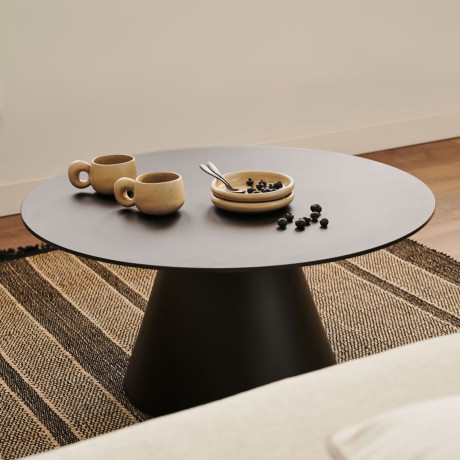 Kave Home Ronde Salontafel 'Wilshire' Glas en metaal, 80cm