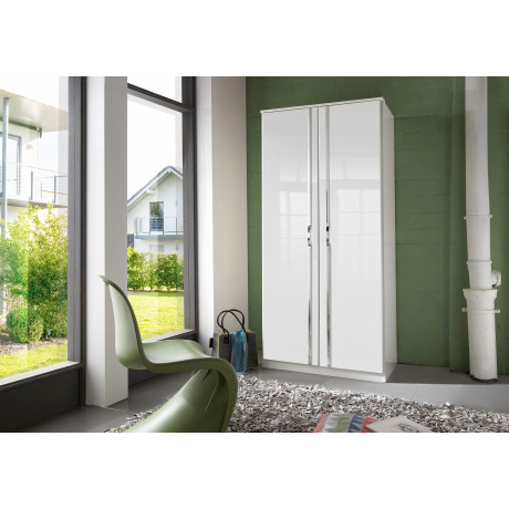 Wimex Draaideurkast Tromo met fronten in hoogglans, chroomkleurige strips en handgrepen, 90 cm breed