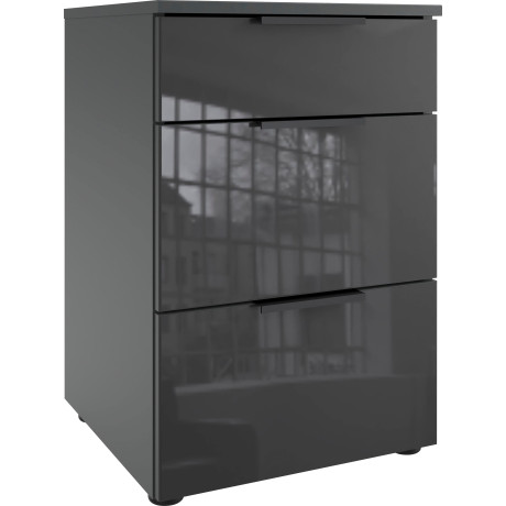 Wimex Nachtkastje Level36 black C met glazen elementen aan de voorkant, soft-close functie, 41 cm breed