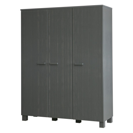 WOOOD Kledingkast 'Dennis' 3-deurs, kleur Steel grey