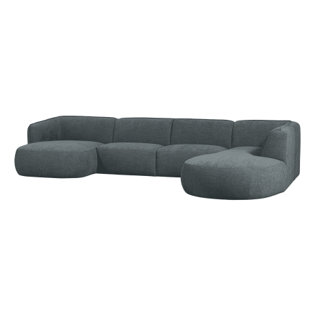 WOOOD Lounge U-bank 'Polly' Rechts, Woven, kleur Blauw/Groen