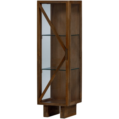 WOOOD Vitrinekast 'Kella' Mangohout en glas, 137 x 40cm, kleur Bruin