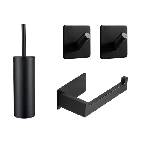 XIVADA Toilet accessoires set - 4 delig - Zonder boren - Rvs - Zwart