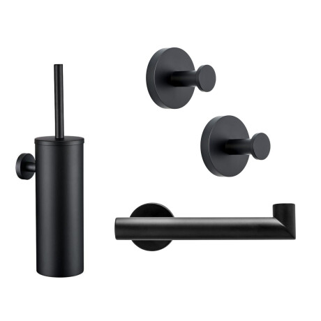 XIVADA Toilet set zwart -4-delig - Hangend - Rvs - Zwart