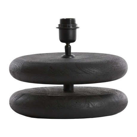 Light & Living Tafellamp 'Eboli' Mangohout, Ø25cm, kleur Mat Zwart (excl. kap)