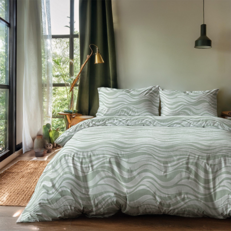 Dekbedovertrek Green Waves - Tweepersoons (200x200 Cm) - Groen Microvezel - Natuur - Zydante - Dekbed-Discounter.nl