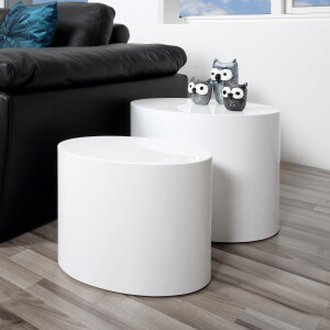 Bendt Ovale Salontafel 'Petrine' Set van 2 stuks, kleur Hoogglans wit