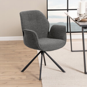Bendt Draaibare Eetkamerstoel 'Chandler' Bouclé met armleuning, kleur Antraciet