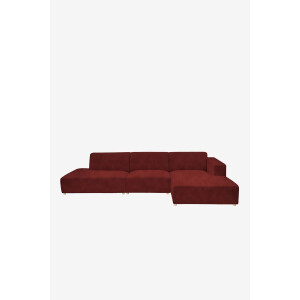 Earl velvet 4-zits bank chaise longue rechts otto longue links Juke wine red