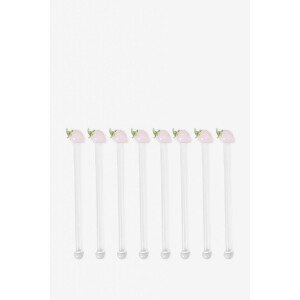 Glazen cocktail roerstaafje met aardbei