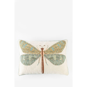 Grijsblauw jacquard kussen dragonfly