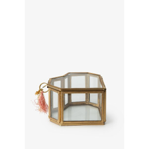 Gouden glazen box hart klein