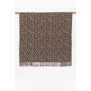 Bruine jacquard geweven sprei met leopard print (200x250 CM)