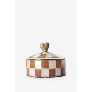 Lichtbruin geblokt messing doosje