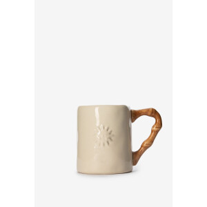 Beige mok met bamboe oor