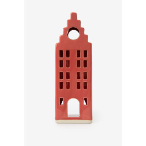 Rood waxinelichthouder huisje met trapgevel