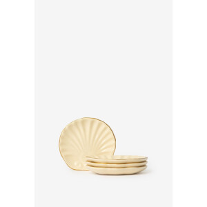 Lichtgeel schelpen dessertbordje