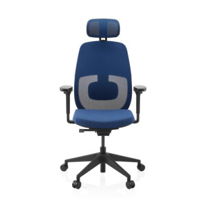 Skandis Pro | met hoofdsteun - Professionele bureaustoel Blauw / Zwart