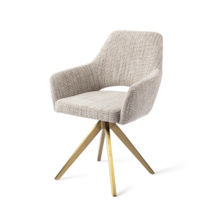 Jesper Home Draaibare Eetkamerstoel 'Yanai' Turn Gold, kleur Caramel Grid