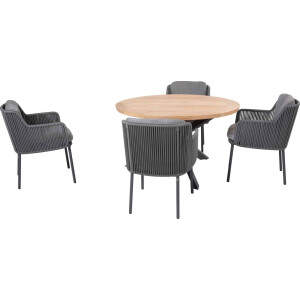 4 Seasons Outdoor Tuinset Bernini platinum Prado Teak-Anthracite 130 cm