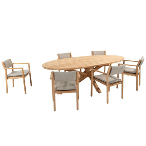 4 Seasons Outdoor Diningset Prado Ellips Levi Ovaal 7-delig Teak 240 x 115 cm