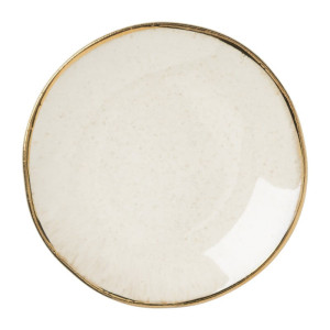 Schoteltje met gouden rand - beige - ø9 cm