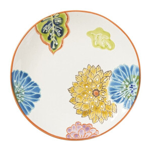 Gebaksbordje bloemen - oranje - ø15x1.5 cm