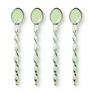 Theelepels groen - glas - set van 4