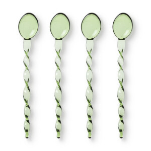 Theelepels groen - glas - set van 4
