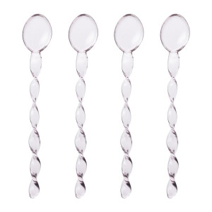 Theelepels roze - glas - set van 4