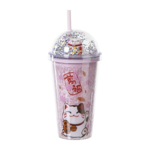 Funny beker kat - roze - 450 ml