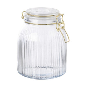 Weckpot ribbel met gouden deksel - 1.2 liter