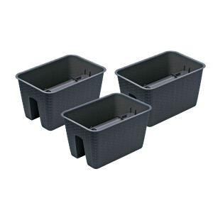 Prosperplast 3 railing bloempotten (Rechthoekig, Antraciet, 39,6 x 27,2 x 22,5 cm)