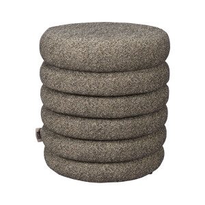 Dutchbone Poef 'Fern' Bouclé, kleur Zwart