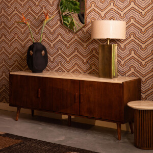 Dutchbone TV-meubel 'Arda' Walnoot en travertin, 160cm