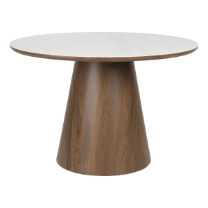 ZILT Ronde Eettafel 'Nathen' Walnoot en marmerlook, 115cm