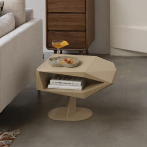 Zuiver Bijzettafel 'North' Resin en staal, 60 x 40cm, kleur Beige