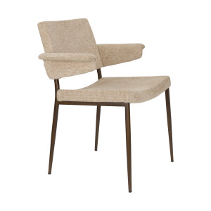 Dutchbone Eetkamerstoel 'Portland' Geweven stof, kleur Beige