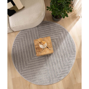 Rond vloerkleed Scandinavisch - Contour Edge grijs 140 cm