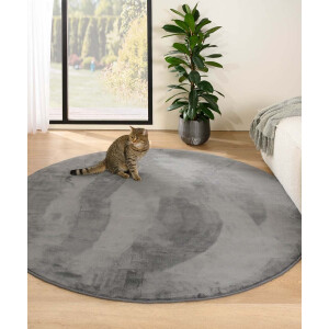 Rond zacht vloerkleed - Plush grijs 200 cm