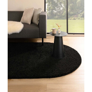 Ovaal hoogpolig vloerkleed shaggy Trend effen - zwart 240x340 cm