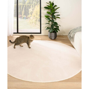 Rond zacht vloerkleed - Plush crème 200 cm