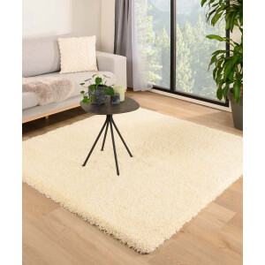 Vierkant hoogpolig vloerkleed - Shaggy Grand Crème 160x160 cm