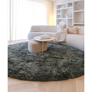 Rond Shaggy vloerkleed - Sveve mosgroen 200 cm