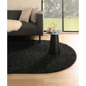 Ovaal hoogpolig vloerkleed shaggy Trend effen - antraciet 200x300 cm