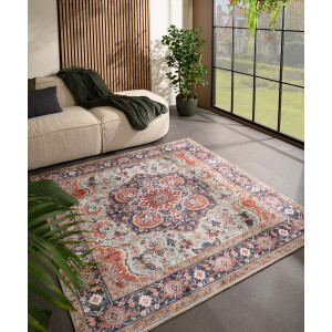 Buitenkleed vierkant Vintage - Valenca Fino groen/blauw 200x200 cm