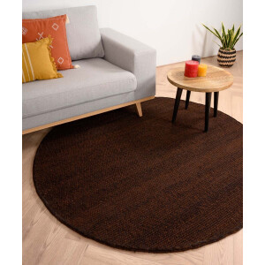 Rond wollen vloerkleed Lett - cacao 190 cm