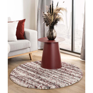 Rond hoogpolig vloerkleed strepen Artisan - grijs/rood 160 cm